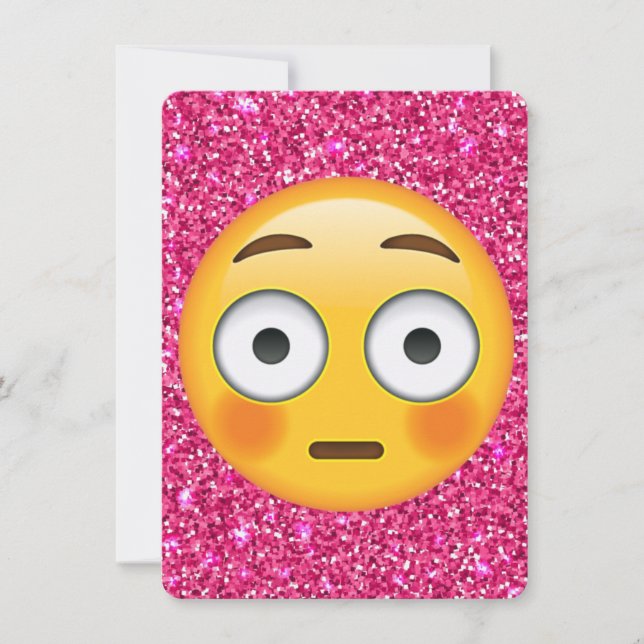 Rosa glitter emoji-inbjudan inbjudningar (Framsida)