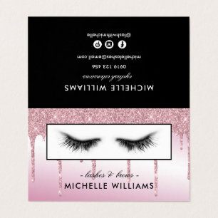 Rosa Glitter Eyelash after Care Referral Visitkort