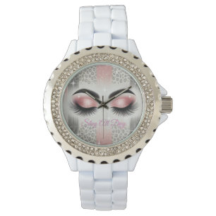 Rosa Glitter Eyelash Armbandsur