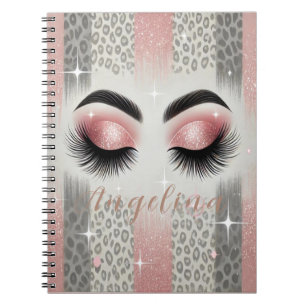 Rosa Glitter Eyelash Notebook Anteckningsbok