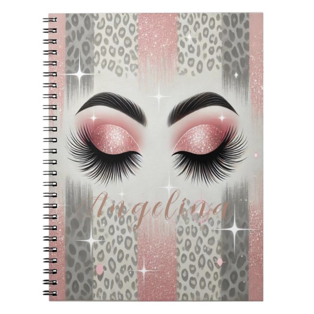 Rosa Glitter Eyelash Notebook Anteckningsbok (Framsidan)