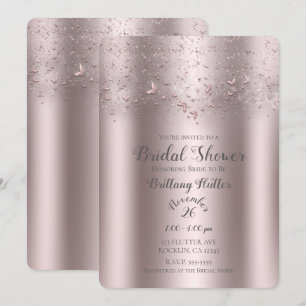 Rosa Glitter Fladdrande Fjäril Bröllopsdusch Inbjudningar