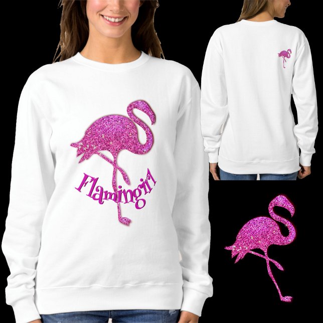 Rosa glitter flamingo - anpassade text t shirt (Skapare uppladdad)