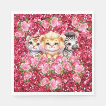 Rosa glitter-flicka's baby shower vilda djur