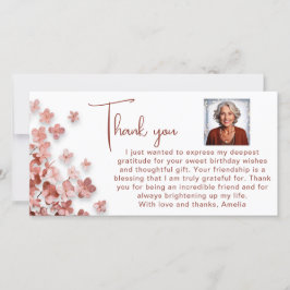 Rosa Glitter Flowers Blommigt Birthday Photo Tack Kort