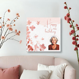 Rosa Glitter Flowers Blommigt Photo 70 Birthday Canvastryck
