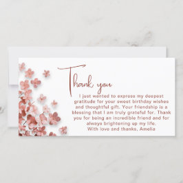Rosa Glitter Flowers Blommigt Woman Birthday Tack Kort