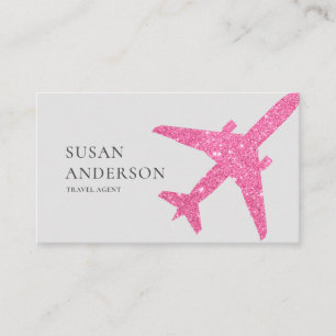 Rosa Glitter flygplan Visitkort