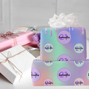 Rosa glitter födelsedag 21 ro guld presentpapper