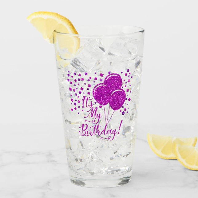 Rosa Glitter födelsedagsballonger! Glaskopp (Framsida Ice)