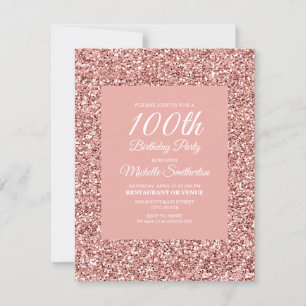 Rosa glitter för kvinnors 100-årsdag kort