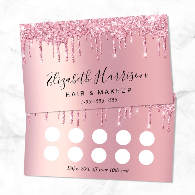 Rosa Glitter förmånskort för rabatter Lojalitetskort (Skapare uppladdad)