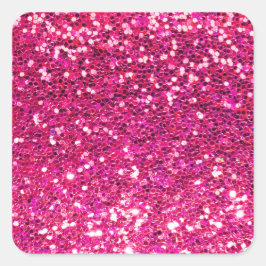 Rosa glitter fyrkantigt klistermärke