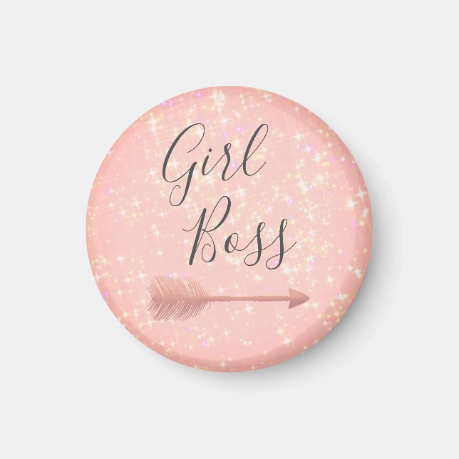 Rosa Glitter Girl Chef Magnet (Framsidan)