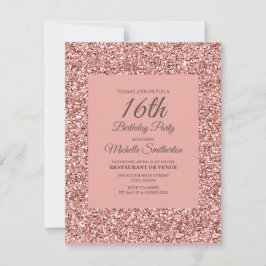 Rosa Glitter Girl's 16:e födelsedagen Kort