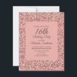 Rosa Glitter Girl's 16:e födelsedagen Kort<br><div class="desc">Elegant rosa glitter 16 födelsedagsfest inbjudan för kvinnor. Kontakta oss om du behöver hjälp med anpassning eller om du vill begära matchande produkter.</div>