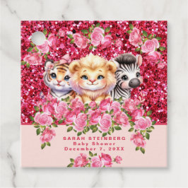 Rosa Glitter GIrls babyskor Vilda djur Gåvor Etiketter