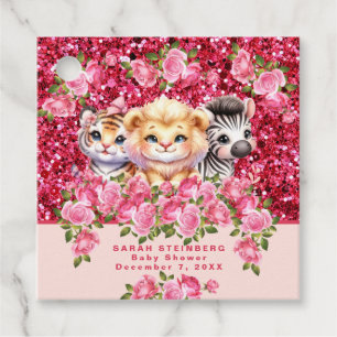 Rosa Glitter GIrls babyskor Vilda djur Gåvor Etiketter
