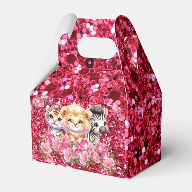 Rosa Glitter GIrls babyskor Vilda djur Presentaskar (Framsidan Sidan)