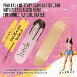Rosa Glitter Girly Gnistra Personlig Namn Mini Skateboard Bräda 18,5 Cm<br><div class="desc">Coola Modern Rosa Glitter Girly Girl Glam Sparkles Personlig Namn Skateboard. Glitter flickor roar också! rosa med rosa, vit och svart simulerad fingerad rosa och svart och vit glitter-droppar giglickbord. Skaternas namn i modern typografi på den här söta on-trend-flickans abstrakt personlig rosa glitter skateboad utomhus. Leta efter en ny tavla...</div>