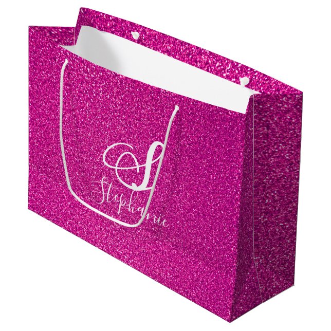 Rosa Glitter Girly Monogram Cute Colorful Söt (Framsidan Vinklad)