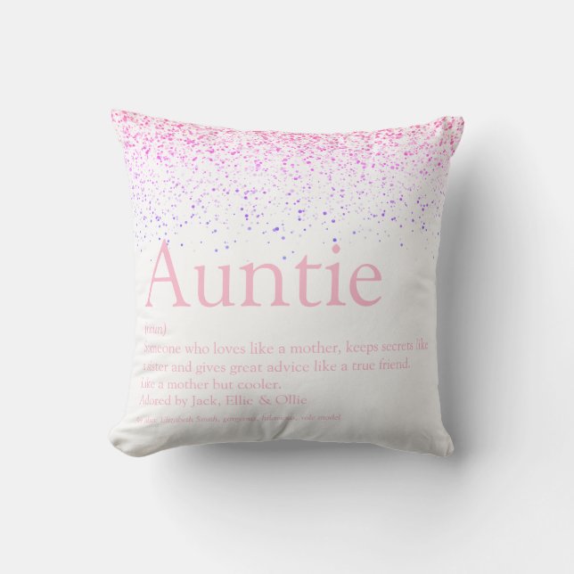 Rosa Glitter Girly Roligt Coola Auntie Moster Defi Kudde (Framsida)
