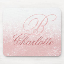 Rosa Glitter Girly-skript Monogram Namn
