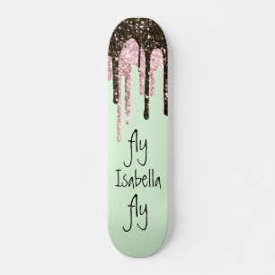  Rosa Glitter Girly Sparkles Namn Mint Grönt Mini Skateboard Bräda 18,5 Cm