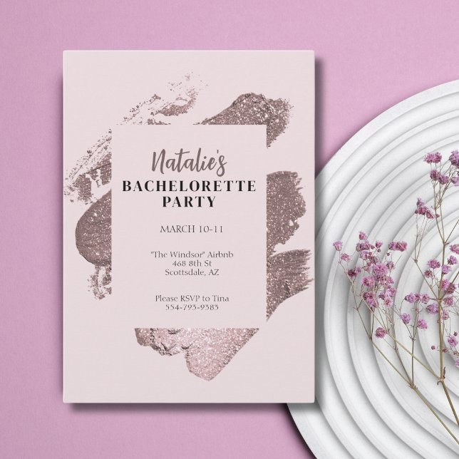 Rosa Glitter Glam Bachelorette-partiets inbjudan (Skapare uppladdad)