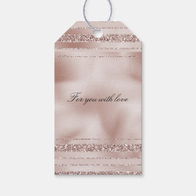  Rosa Glitter Glam Rand Presentetikett (Framsidan)