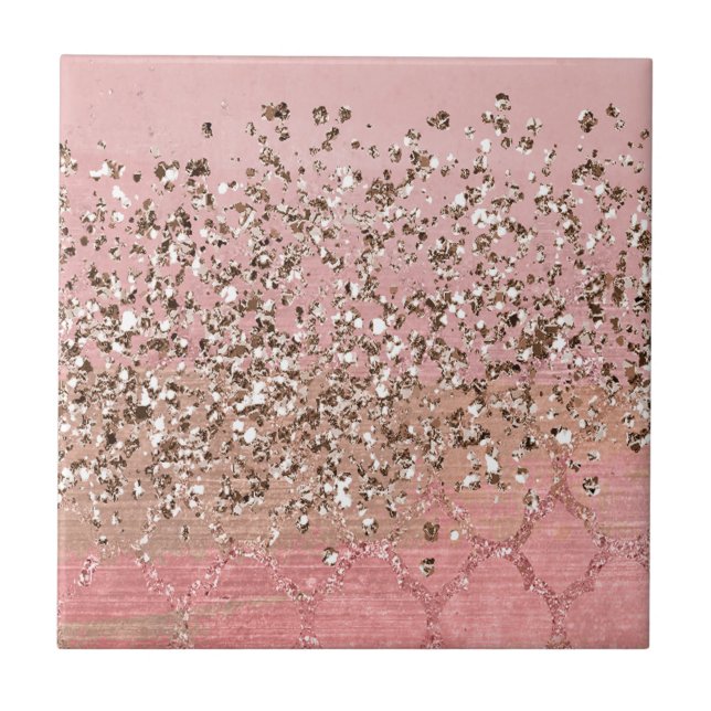 Rosa Glitter Glamour Morockansk Indisk Prinsessa Kakelplatta (Framsidan)