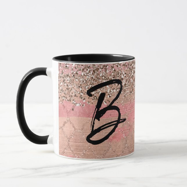 Rosa Glitter Glamour Morockansk Indisk Prinsessa Mugg (Vänster)