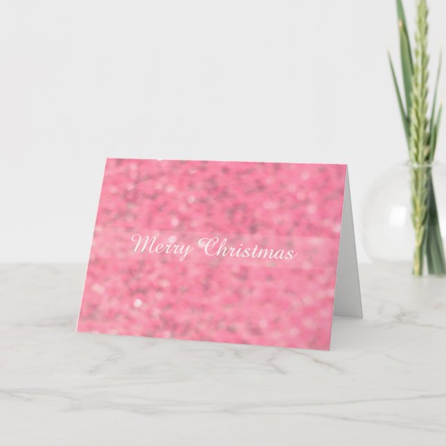Rosa Glitter Glans God Jul Helgkort (Framsida)