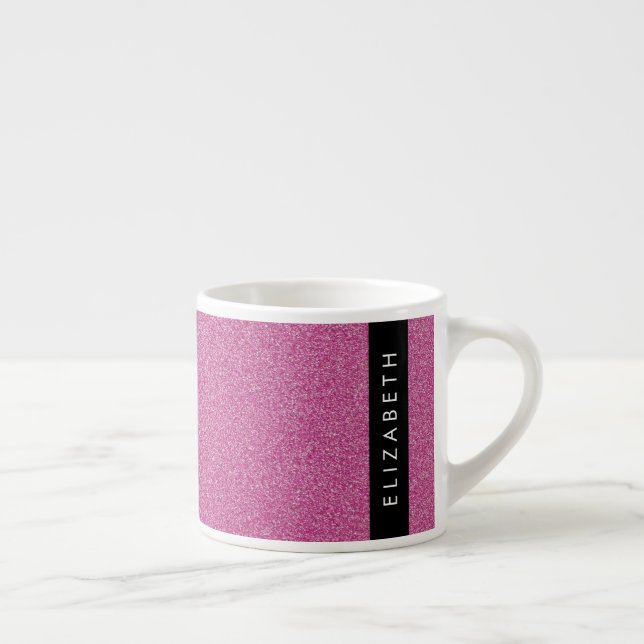 Rosa Glitter, Glitter, bakgrund, ditt namn Espressomugg (Höger)