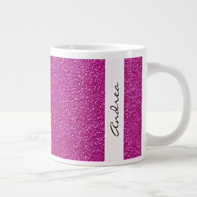 Rosa Glitter, Glitter, bakgrund, ditt namn Jumbo Mugg (Höger)