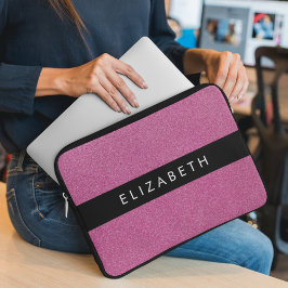 Rosa Glitter, Glitter, bakgrund, ditt namn Laptop Fodral