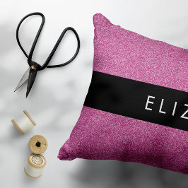 Rosa Glitter, Glitter, bakgrund, ditt namn Prydnadskudde