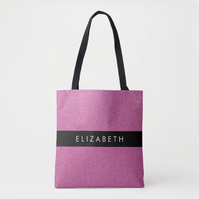 Rosa Glitter, Glitter, bakgrund, ditt namn Tygkasse (Framsida)