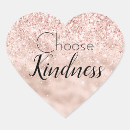  Rosa Glitter Glitzy-Gnistran   Hjärtformat Klistermärke