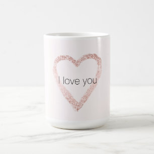 Rosa Glitter Gnistra Heart Kaffemugg