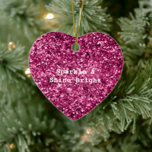 Rosa Glitter Gnistra Julgransprydnad Keramik