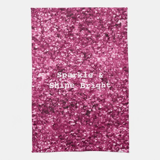 Rosa Glitter Gnistra Kökshandduk (Vertikal)