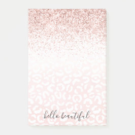  Rosa Glitter Gnistra White Leopard Print   Post-it Block