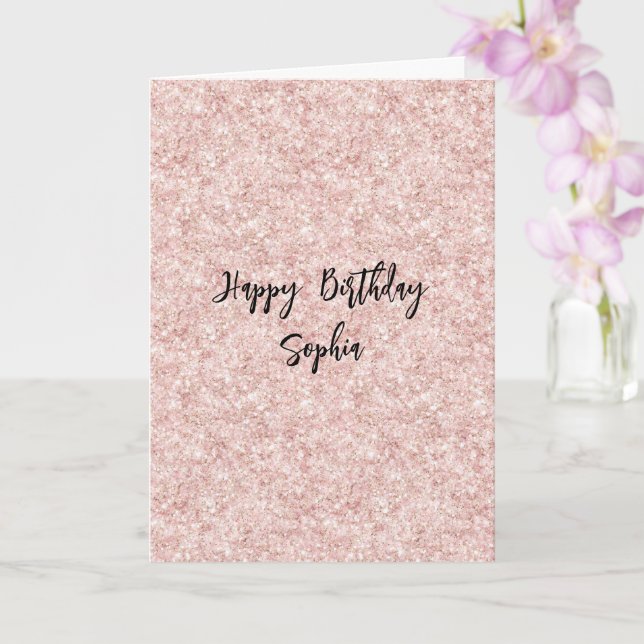 Rosa Glitter Gnistrande Födelsedag Kort (Orkide)