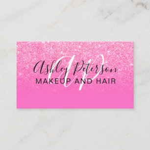 Rosa glitter gradient neon monogram makeup hair visitkort