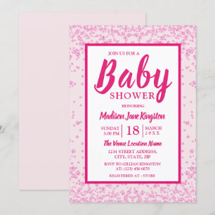 Rosa Glitter Gräns Girly Baby Shower Inbjudan