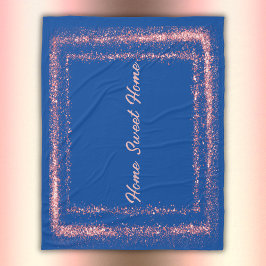 Rosa Glitter gräns monogram på blått | Fleecefilt