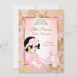 Rosa Glitter Guld babyskor för babykläder Inbjudningar