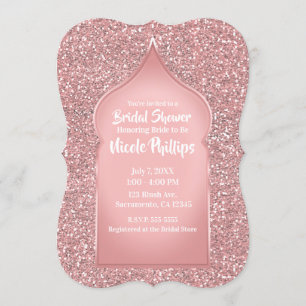 Rosa Glitter Guld Glam Bröllopsfest Inbjudningar