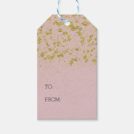Rosa Glitter Guld Konfetti jul Presentetikett